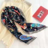 Pañuelo de seda para mujer, Bandana de estilo Vintage, para las cuatro estaciones, 90x90cm, novedad - details 7