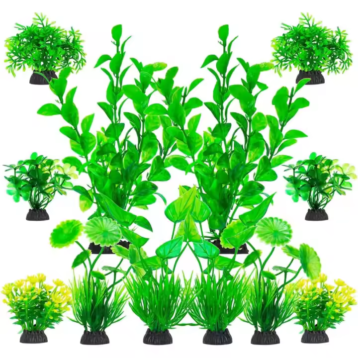 Plantas para decoración de Acuario, 12 piezas, color verde - 1