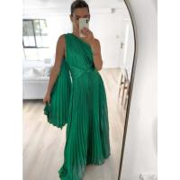 Vestido largo de fiesta suelto para mujer, informal, plisado, con hombros descubiertos - details 5