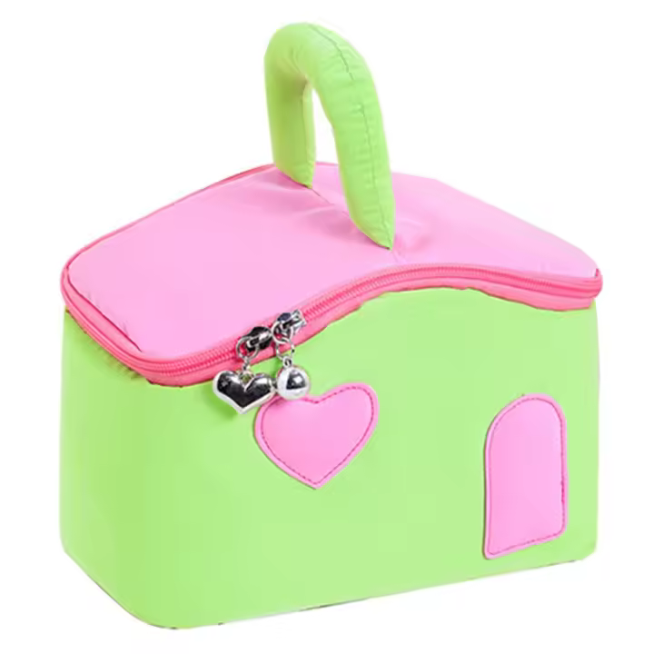 Bolsas de almacenamiento de cosméticos con forma de casa, bolsas de maquillaje de dibujos animados de estilo coreano de gran capacidad, portátiles multifuncionales - 1