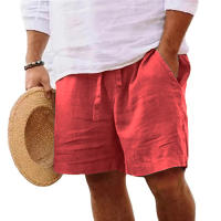 New Mens Cotton Solid Color Short Lightweight Gym Pants Linen Beach Shorts Men Jogging Sport Large Short Homme - details 8