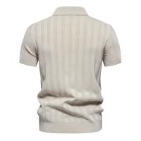 polos hombre manga corta ropa hombre día del padre 2025 Nuevo Polo de punto acanalado de verano para hombres Polo texturizado de calidad de marca transpirable y fresco para hombre - details 1