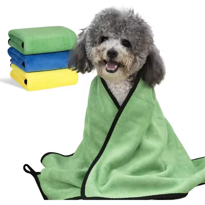 3 Toallas de secado rápido para perros, súper absorbentes para el aseo y baño de cachorros y gatos (amarillo, rosa, naranja, S) - 1