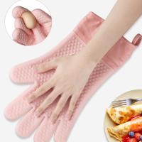 Suministros de Bar de cocina, guantes de horno de doble capa, guantes flexibles antiescaldantes para hornear, manoplas de horno de silicona resistentes al calor para cocinar - details 9