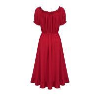 Nuevo vestido irregular retro europeo y americano, vestido con cordón medieval victoriano de manga corta con cuello de una palabra - details 6