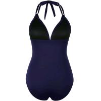 Bikini de mujer de una pieza con pecho acolchado, sin sujetador de baño de acero TRE de color liso - details 15