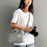 Bolsa con inserciones para cámara Oxford, organizador de fotografía con inserción súper gruesa a prueba de caídas, bolsa para cámara impermeable portátil negra - details 4