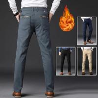Pantalones de pierna recta de moda coreana para hombre, pantalones informales gruesos térmicos cálidos para nieve, nuevos pantalones de negocios ajustados, invierno - details 1