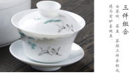 Juego de cuencos con cubierta de tres capacidades de porcelana blanca coloreada a mano, taza individual, prueba de gran tamaño, tetera de neumáticos finos para el hogar - details 2
