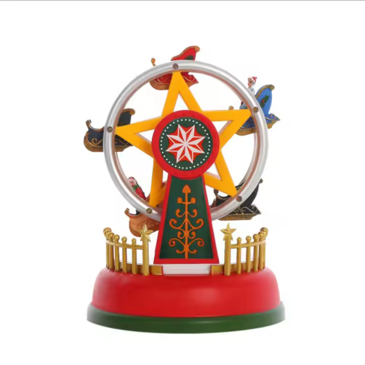 Mini caja de música navideña, carrusel de música luminosa, noria, regalo de Navidad animado, decoración de escritorio romántica - 1