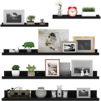 Estantería de Madera de 90cm Baldos Negro para Baño, Entrada, Cocina, Salón-Juego de 5 con Distintos Tamaños - details 0