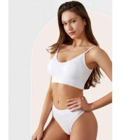 Sujetador deportivo de color sólido para mujer, ropa interior de gimnasio, yoga, entrenamiento atlético, suave, acolchado, 2 piezas - details 4