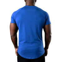 Camiseta transpirable de algodón para hombre, Camiseta con estampado sólido de 0 Cuello, manga corta, informal, culturismo, entrenamiento deportivo, Verano - details 4