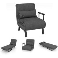 Sofá Cama Convertible Silla de Dormir Individual Tri-Fold con Respaldo Ajustable de 6 Posiciones, Cojín Desmontable y Asiento Tapizado Estructura Metálica Plegable (Azul) - details 9