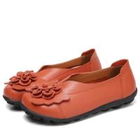 Las mujeres de cuero suave mocasines planos uno estribo flor mamá trabajo caminar zapatos de conducción - details 7