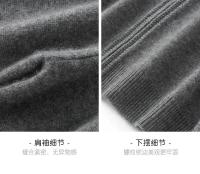 Otoño e Invierno suéter de cachemira pura para hombre cuello medio alto tejido con cremallera forro polar abierto Top de Color sólido - details 5