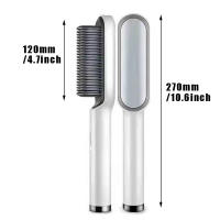 Plancha de pelo de anión 2 en 1, rizador con pantalla LCD para cabello seco/húmedo, peine eléctrico para mujer - details 12