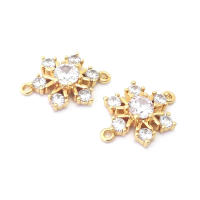 Abalorios de latón y circonita de Color dorado de 18K con 2 agujeros, abalorios de conexión de copos de nieve y flores, accesorios para pendientes para hacer joyas Diy de alta calidad - details 20