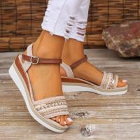 Sandalias de Cuña de Verano Tacón de Brillo de Estrás con Plataforma de Piso - details 1