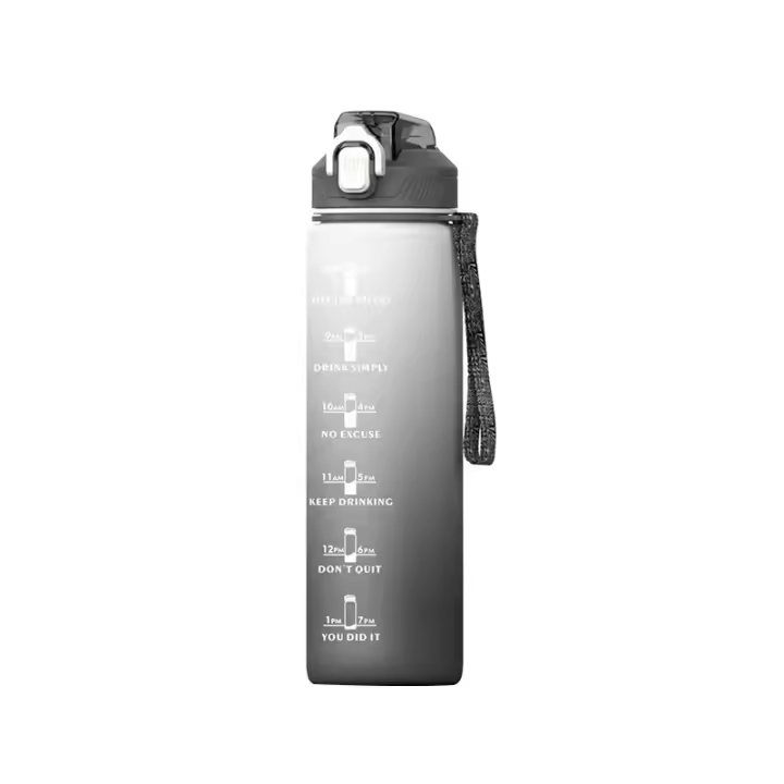 Botella de Agua Deportiva de 1L A Prueba de Fugas, Sin Polvo, Sin BPA para Gimnasio, Ciclismo, Oficina, Al Aire Libre Botella de Bebidas de Plástico con Pajita para Niños y Mujeres - 1