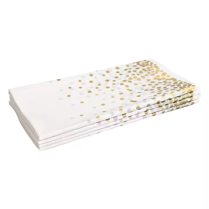 Manteles desechables de punto dorado, mantel de plástico de papel para barbacoa, fiesta, comedor fino, boda, paquete de 4 - 1