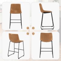 Taburetes de comedor con respaldo, silla de bar para cocina o cafetería con patas metálicas y reposapiés. - details 3