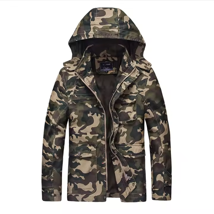 Otoño Invierno Casual Camuflaje Hombres Abrigos Nuevo Confort Versátil Mantener caliente Tops Moda al aire libre Sombrero extraíble Chaqueta Hombres - 1