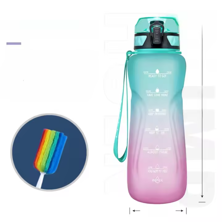 Botella de Agua de 1000ml Botella Deportiva de Plástico Tritan sin BPA y Prueba de Fugas - 1