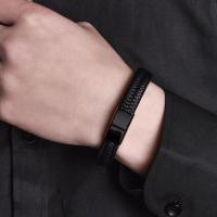 Pulsera trenzada de acero inoxidable para hombre y mujer, brazalete multicapa de Color negro y marrón, joyería de cuero - details 4
