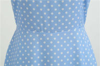Women summer vintage 1950s 60s big swing party polka dot dress - details 49