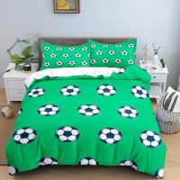 Juego de Cubierta de Edredón de Fútbol Tamaño King Simple en Negro y Blanco Cubierta de Cojín Deportiva 3D para Niños y Niñas Juego de Ropa de Cama de Poliéster - details 2