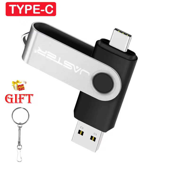 JASTER Flash Drive de Alta Velocidad OTG de 64GB Llavero Ligero Plateado - 1