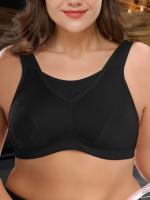 Sujetador deportivo de talla grande para mujer, color liso, holgado, cómodo y transpirable, adecuado para deportes y uso diario. - details 11