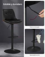 Conjunto de d Dos Taburetes de Bar Giratorios Regulables Tapizados con Respaldo y Reposapiés de Acero Para Cocina y Comedor - details 1