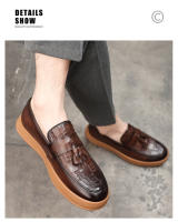 Zapatos casuales para hombres tendencia que aumenta los zapatos de cuero de cabeza redonda mocasines transpirables británicos - details 3