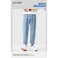 Jeans Casuales para Hombres en Primavera-Otoño Cintura Elástica, Pantalones de Denim de Trabajo Azules Estilo Hip Hop Joggers Streetwears - details 1