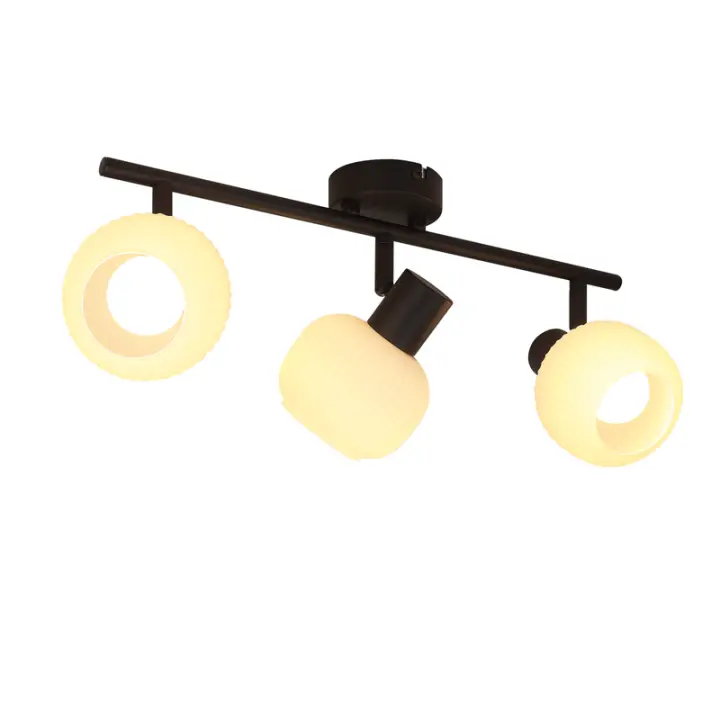 CBJKTX Foco de techo negro E14, pantalla de cristal vintage, foco moderno para interiores, para dormitorio, sala de estar - 1