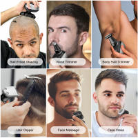 Afeitadora eléctrica 6 en 1 para hombre, máquina de afeitar con 9 cuchillas, cabezales flotantes, recortadora de pelo de oreja y nariz, cepillo Facial recargable - details 2