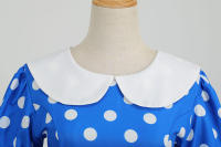 Vestido midi elegante de fiesta con cuello Peter Pan, lunares y mangas cortas abullonadas para mujer, ideal para el verano. - details 39
