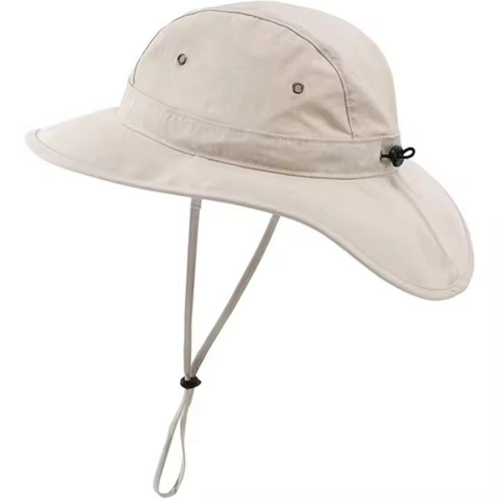 Sombrero de sol de ala ancha con forma de cubo para hombre, sombrero de pesca de verano, beige - 1