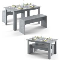 Mesa de comedor Sentio, antracita/roble dorado, 90 x 140 cm con 2 bancos - details 30