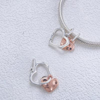 Abalorio de corazón brillante nivelado, Pulsera Original de Plata de Ley 925 para fabricación de joyas - details 3
