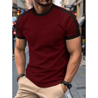 Camiseta casual de manga corta para hombre, deportes fitness, color contrastante - details 1