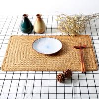 Tapete de lugar de algas marinas naturales, manteles individuales rectangulares de ratán tejidos a mano, tapete para taza de té de paja, agarradera, accesorios de vajilla de cocina - details 13