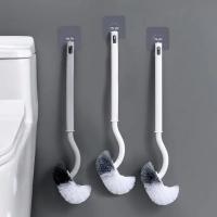 Cepillo De Inodoro De Pared Montado S-Tipo Cabeza Curva Limpieza Hogar Herramientas Accesorios Cerdas Suaves Eco-amigable - details 0