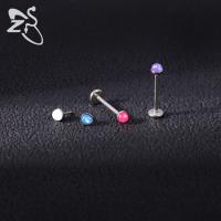 ZS-Piercings de acero inoxidable para el cartílago de la oreja, Piercings de hélice Tragus de cristal sin rosca, estilo Push-In, Labret, labio superior, 1,5 MM-4MM, CZ, 1 pieza - details 7