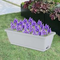 2 Pieces Window Box Planter Rectangle Plant Containers Decors with Drainage Holes Flower Pot Plant Pot for Outdoor Garden Home
