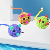 Juguete de nailon a rayas para gato, bola redonda de ratón con campana, juguete interactivo para masticar, productos para mascotas - details 3