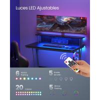 Escritorio de Juegos con Luces LED y Enchufes Mesa de Oficina Dormitorio para 2 Monitores - details 12