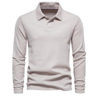 Tops casuales de color sólido con cuello de manga larga para hombre, solapa de moda, ropa versátil, primavera y otoño, nuevo - details 5